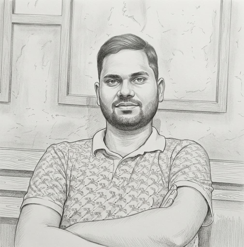 Pencil-sketch style portrait of Ansh Singh